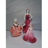 TWO COALPORT FIGURINES AND A ROYAL DOULTON FIGURINE