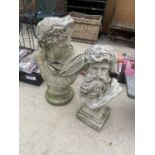 TWO RESIN GARDEN FIGURES DEPICTING A GOD AND A GODDESS