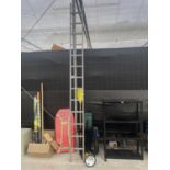 AN ASSORTMENT OF ITEMS TO INCLUDE A 13 RUNG LADDER, A TORCH AND AN ELECTRIC HEATER ETC