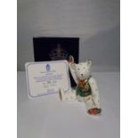 A ROYAL CROWN DERBY MINI BEAR WITH ORIGINAL BOX AND CERTIFICATE 29/950