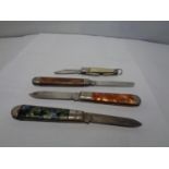 FOUR SMALL PEN KNIVES, THREE OF WHICH ARE RICHARDS OF SHEFFIELD