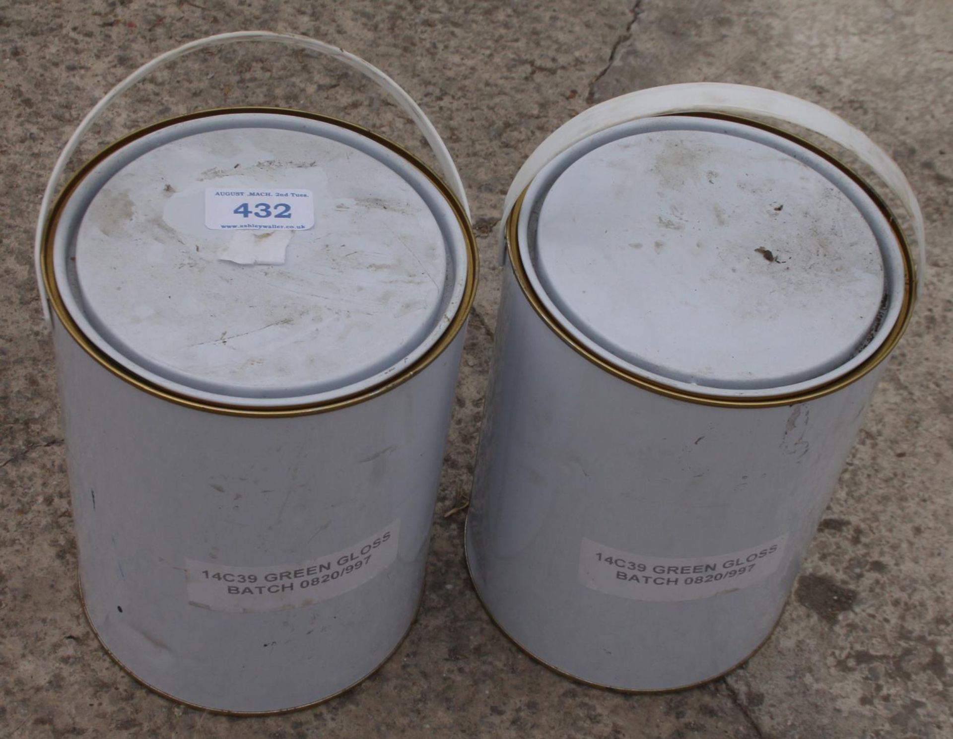 TWO TINS OF GREEN PAINT + VAT
