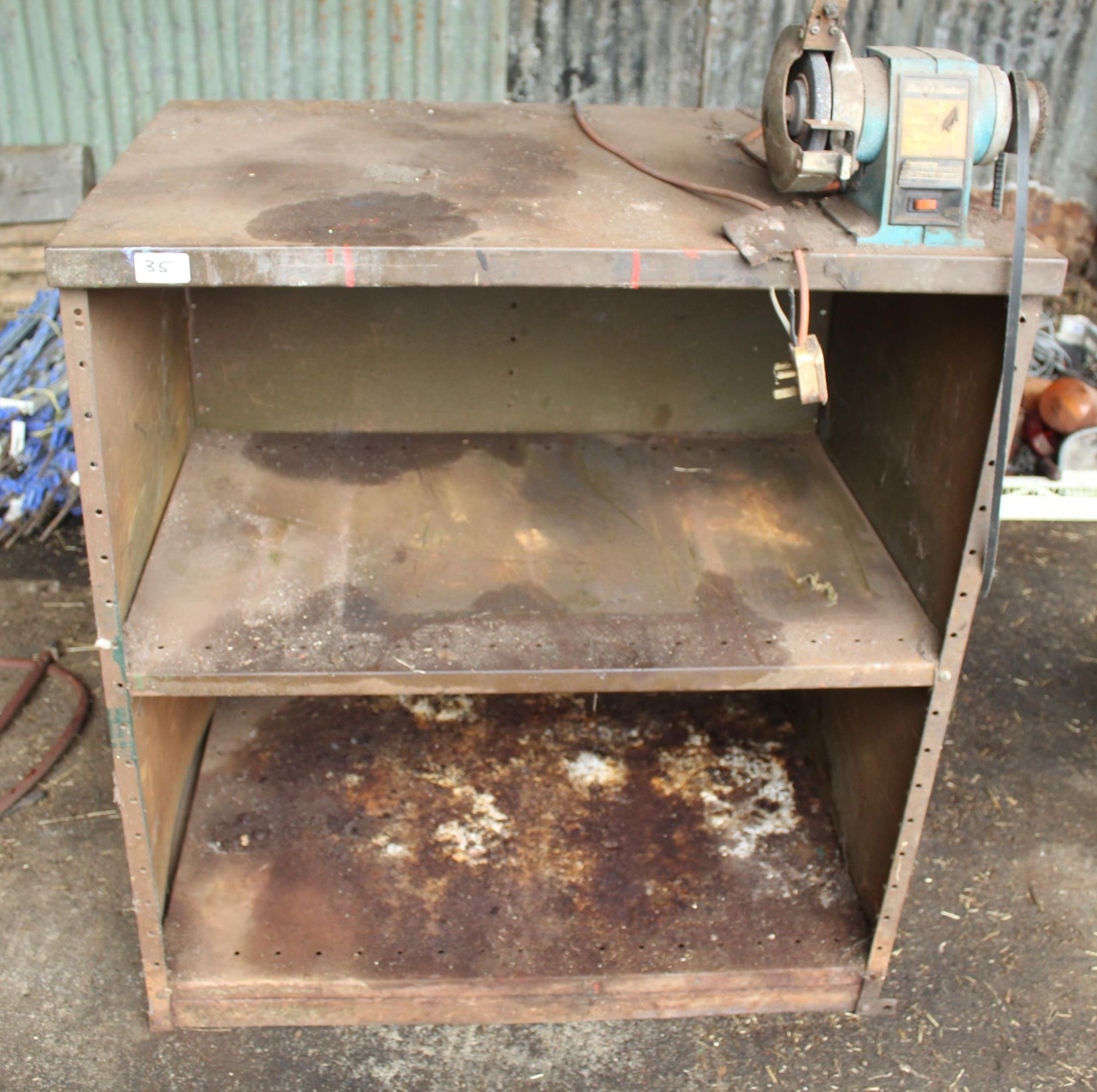 SHELVING UNIT & GRINDSTONE + VAT