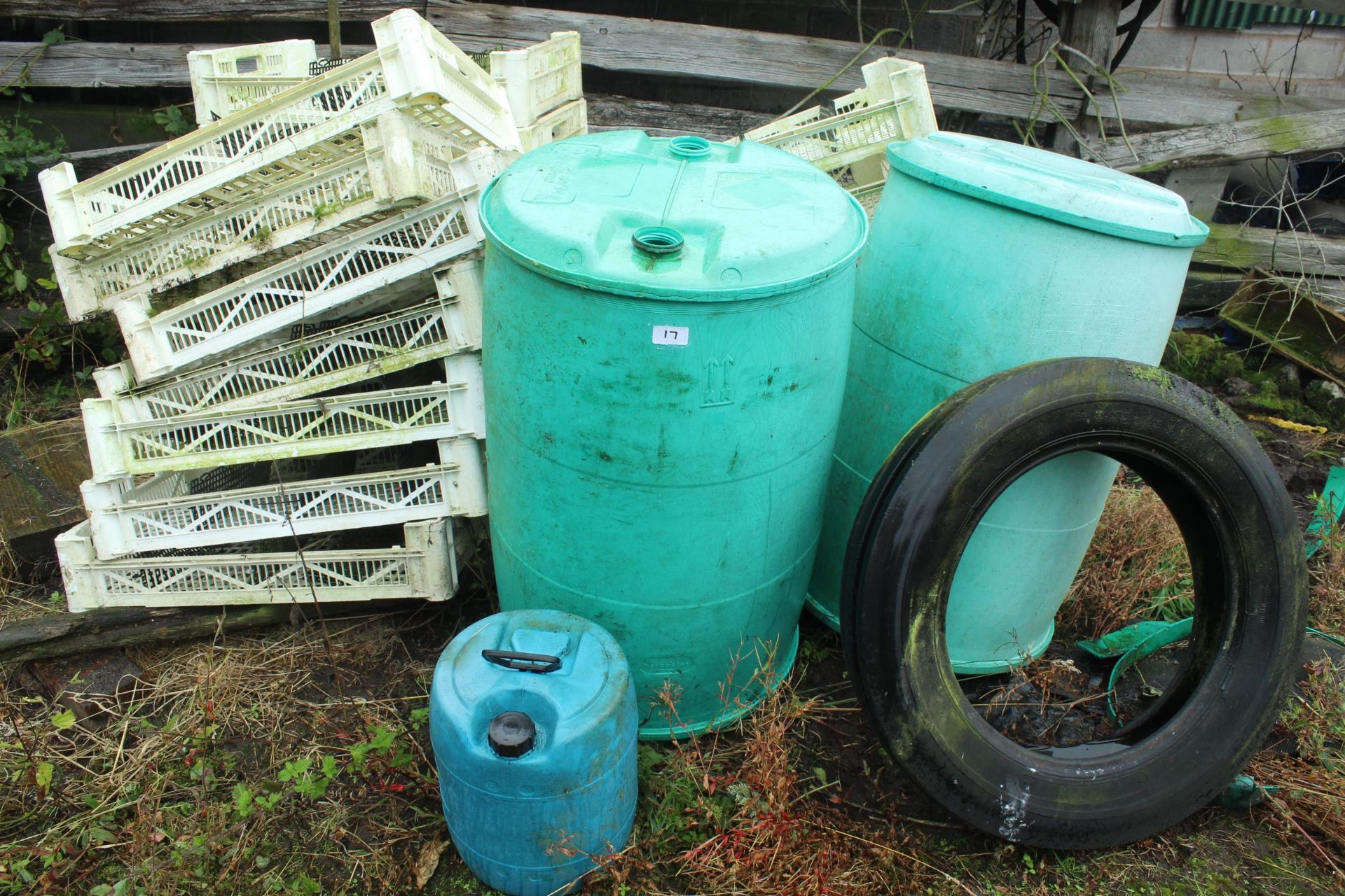 TROUGHS & DRUMS AND CONTENTS OF SHED + VAT