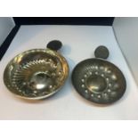 TWO SILVER PLATED WINE TASTING BOWLS