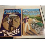 TWO CHAMPION SPARK PLUGS POSTERS IN A LARGE FOLDER