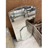 TWO ART DECO UNFRAMED MIRRORS