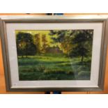 A FRAMED WATERCOLOUR OF THE OLD HALL TATTON PARK