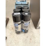 SIX CANS OF AUTO EXTREME BLACK SATIN PROFESSIONAL SPRAY PAINT