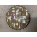 A STRATTON MOTHER OF PEARL POWDER AND MIRROR COMPACT