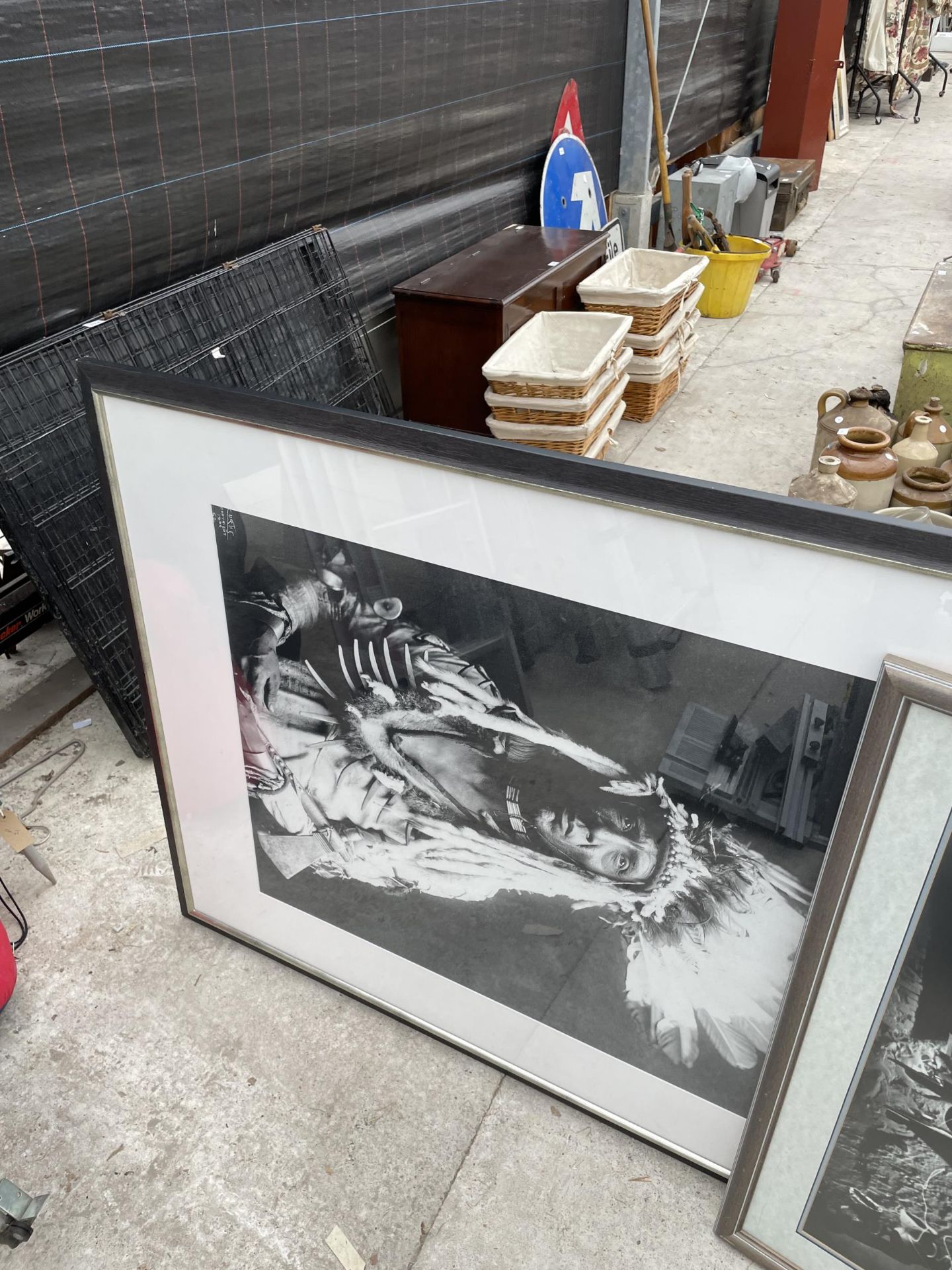 TWO LARGE FRAMED PRINTS TO INCLUDE ONE OF A NATIVE AMERICAN - Image 2 of 3