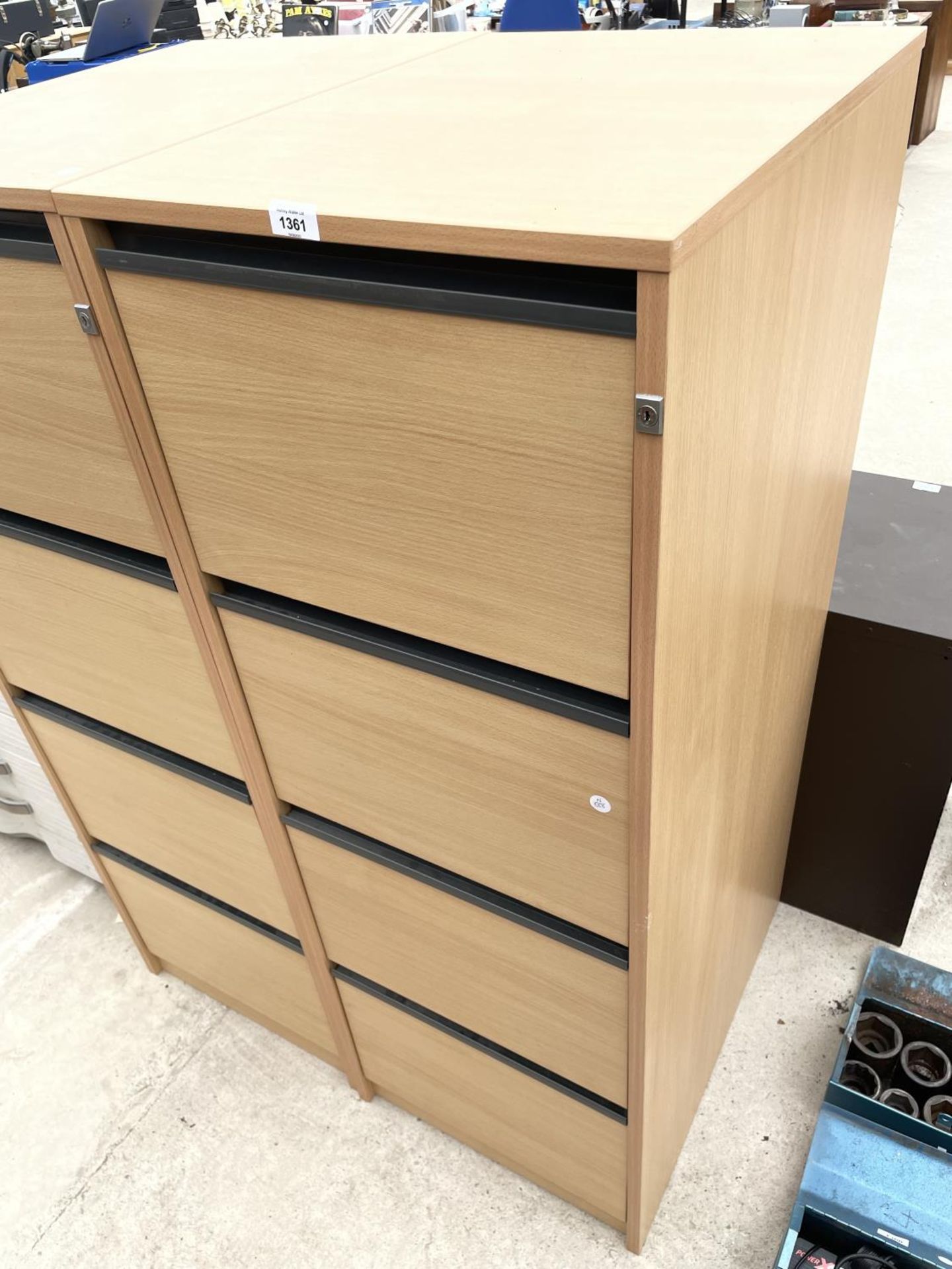 A PAIR OF FOUR DRAWER WOODEN FILING CABINETS - Image 3 of 3