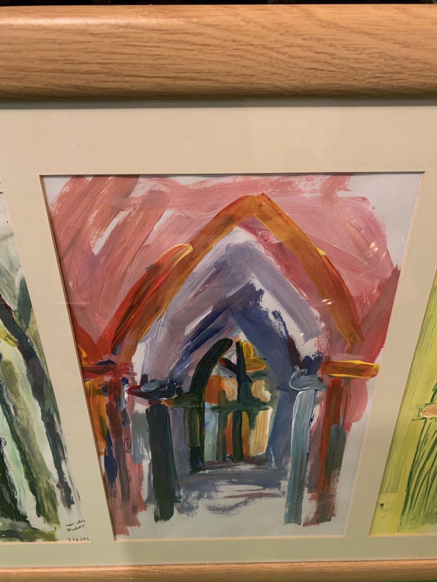 A MONTAGE OF THREE PAINTINGS OF ARCHES IN A FRAME - Image 3 of 4