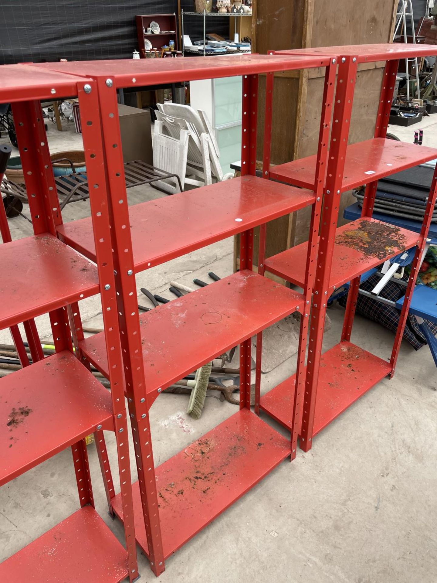 THREE SECTIONS OF WORKSHOP SHELVING UNITS - Image 3 of 4