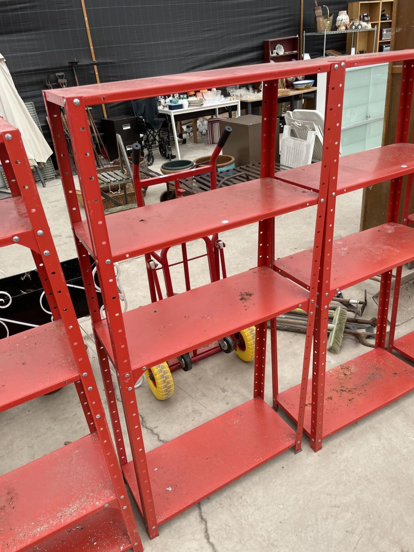 THREE SECTIONS OF WORKSHOP SHELVING UNITS - Image 2 of 4