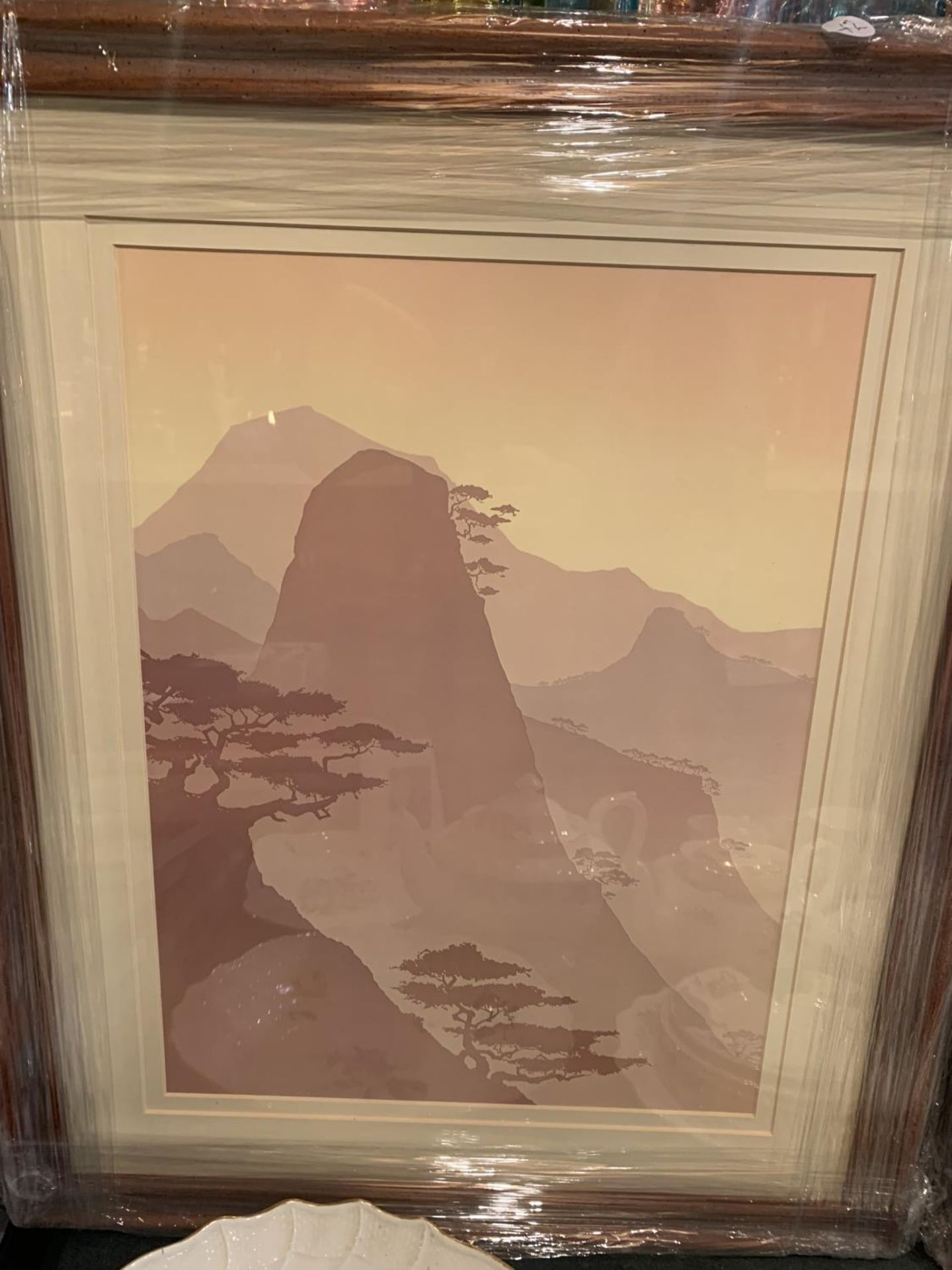 TWO FRAMED PASTEL PRINTS OF MOUNTAIN SCENES - Image 2 of 3