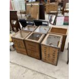 A GROUP OF SIX WOODEN TEA CHESTS WITH METAL BANDING