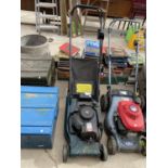 A HAYTER PETROL LAWN MOWER WITH GRASS BOX, ENGINE BELIEVED WORKING BUT NO WARRANTY AND DAMAGE TO THE