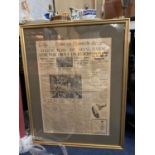 A FRAMED DOUBLE SIDED VINTAGE NEWS CHRONICLE DISPLAY