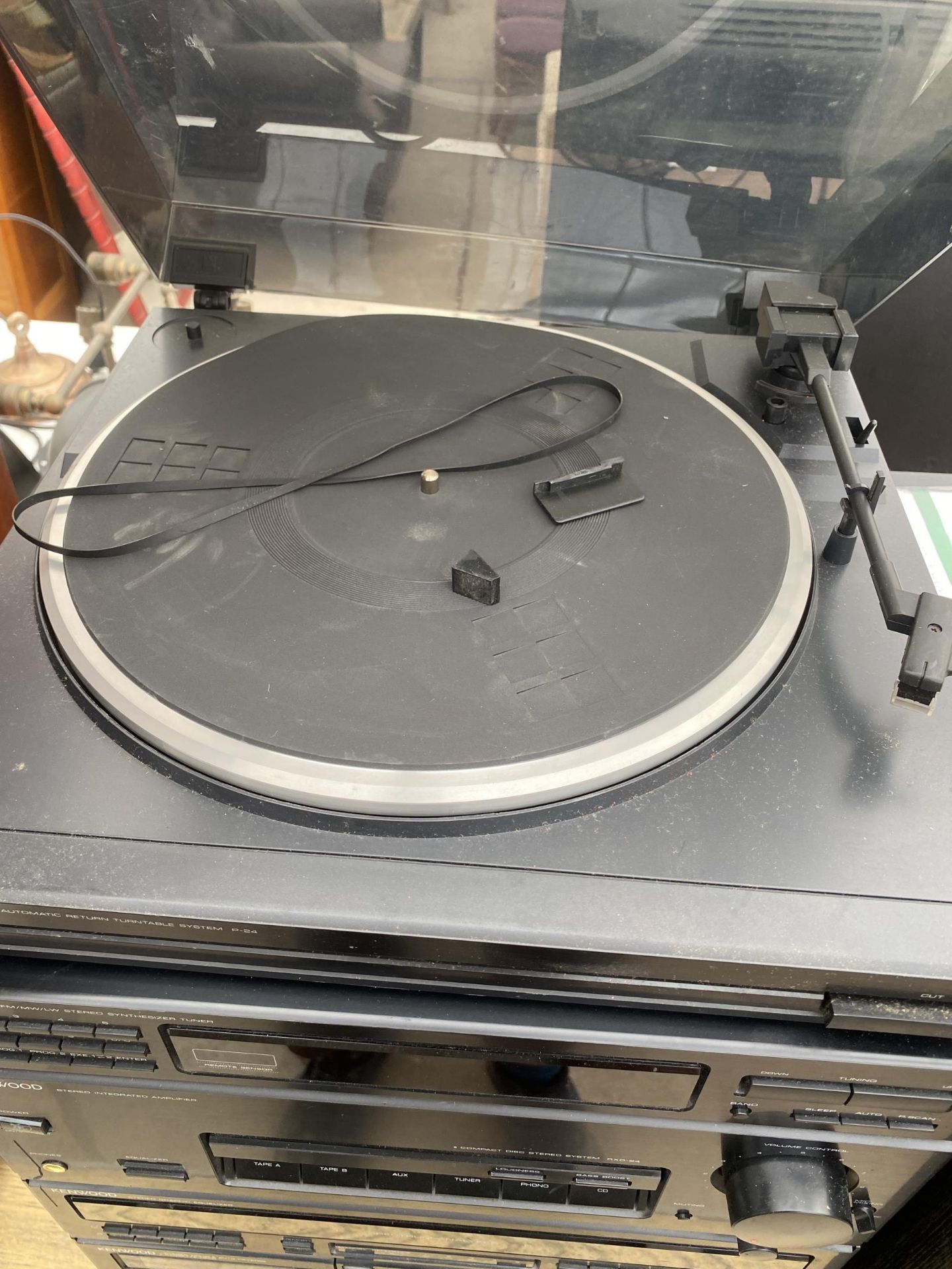 A KENWOOD STEREO SYSTEM WITH RECORD PLAYER, CD PLAYER, TAPE DECK AND SPEAKERS ETC - Image 3 of 3