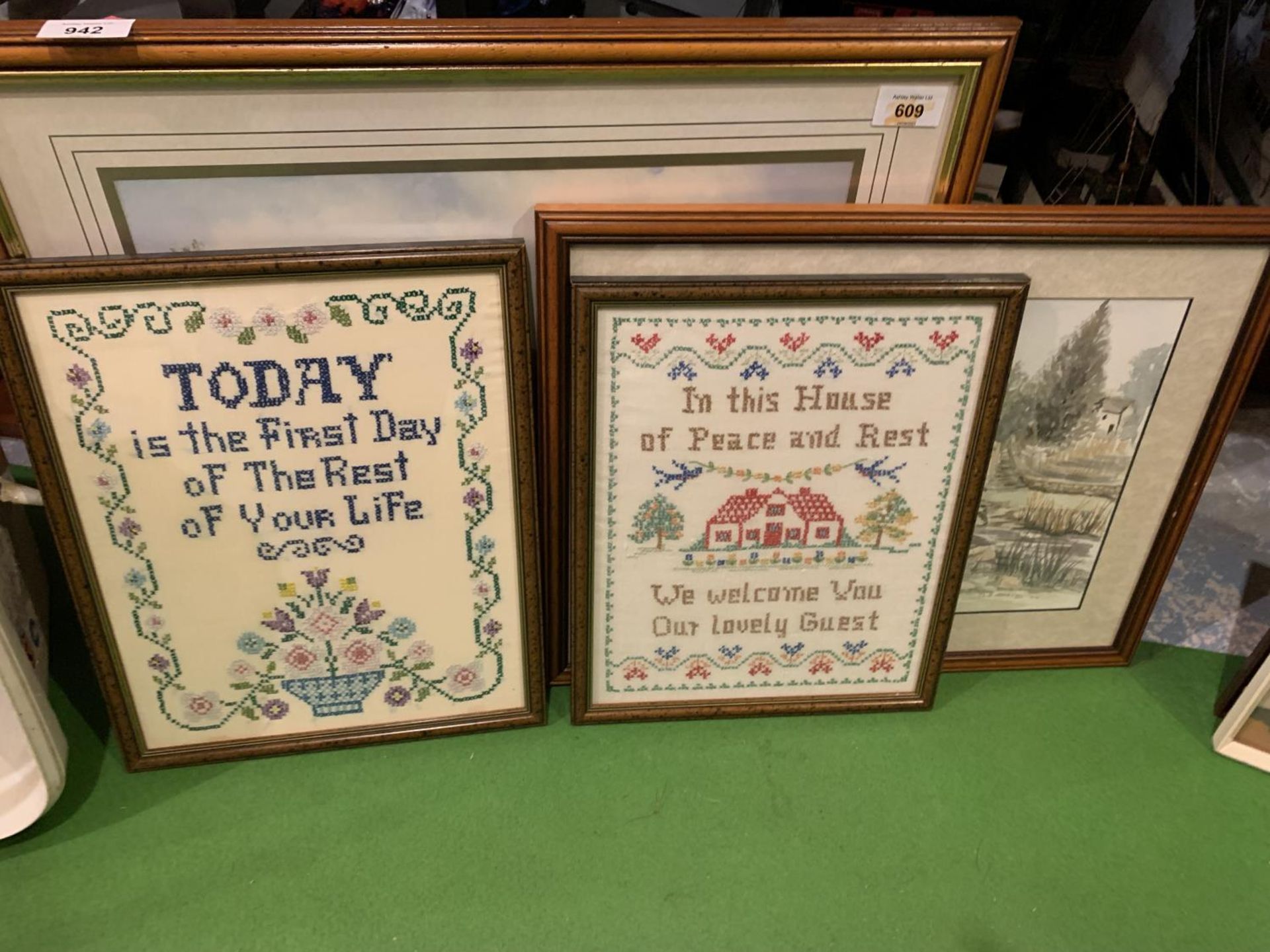 A SELECTION OF FRAMED PRINTS AND TAPESTRIES