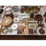 AN COLLECTION OF VARIOUS ITEMS TO INCLUDE SOME TREEN, BOOKS AND WAR COMICS "DICK DARING" "HUMAN