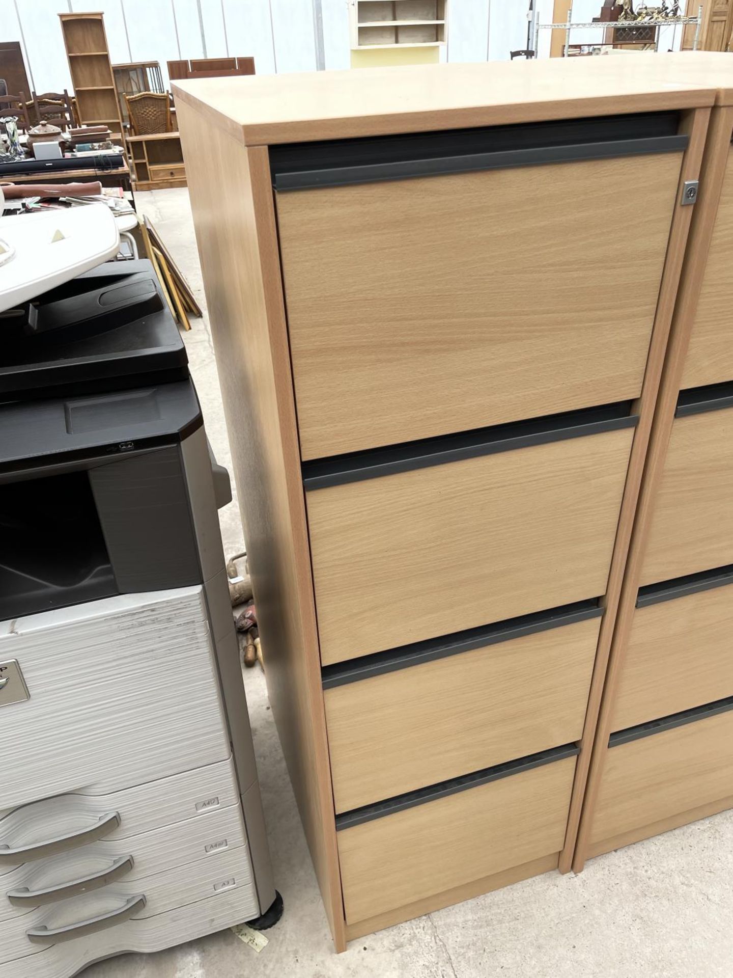 A PAIR OF FOUR DRAWER WOODEN FILING CABINETS - Image 2 of 3