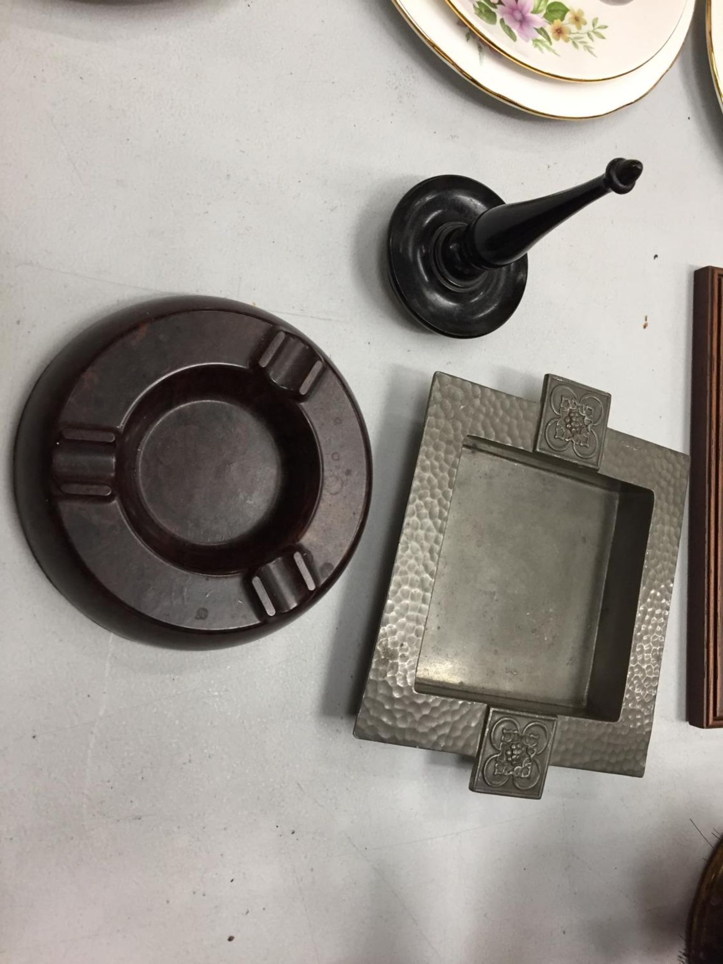 TWO ASH TRAYS AND A RING HOLDER, ONE ASH TRAY IS PEWTER - Image 2 of 2