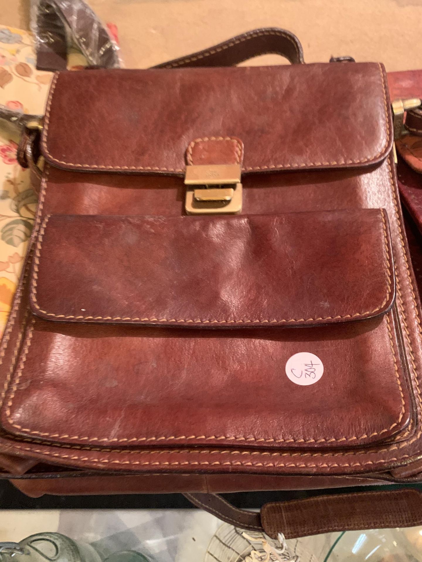 THREE BROWN LEATHER CROSS BODY BAGS - Image 2 of 4