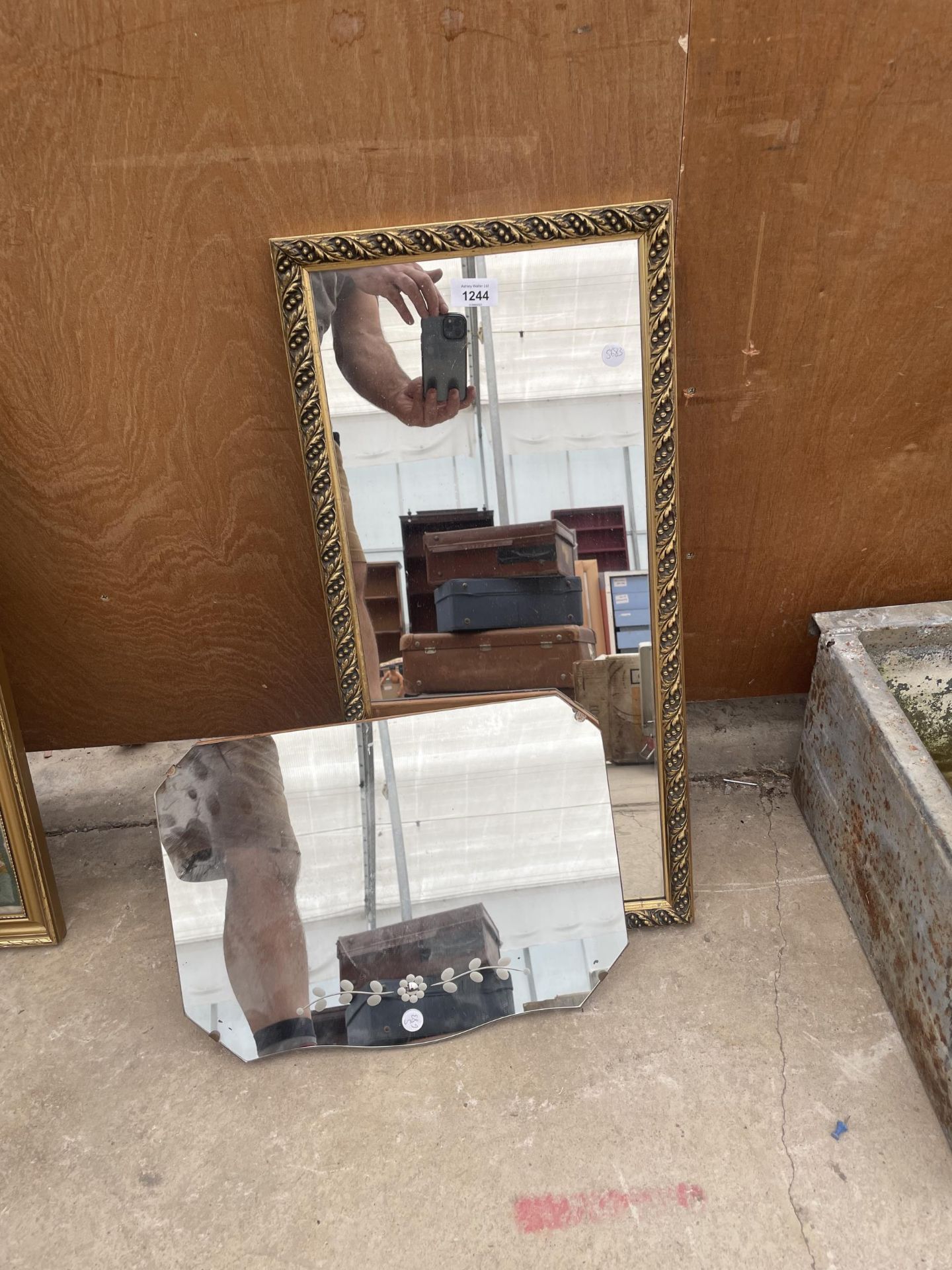 AN ART DECO MIRROR AND A FURTHER GILT FRAMED MIRROR