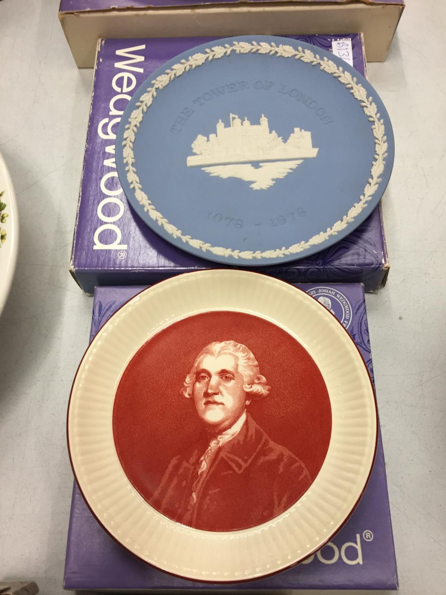 THREE CELEBRATION WEDGEWOOD PLATES THE QUEENS SILVER JUBILEE THE TOWER OF LONDON 1078-1978 250TH - Image 2 of 3