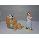 A WADE CERAMICS 'LADY' FIGURE FROM LADY AND THE TRAMP AND A DISNEY CERAMIC FIGURINE 'WENDY' FROM