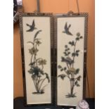 A PAIR OF ORIENTAL STYLE WOODEN SCENES H:APPROX 90CM W: APPROX 30CM