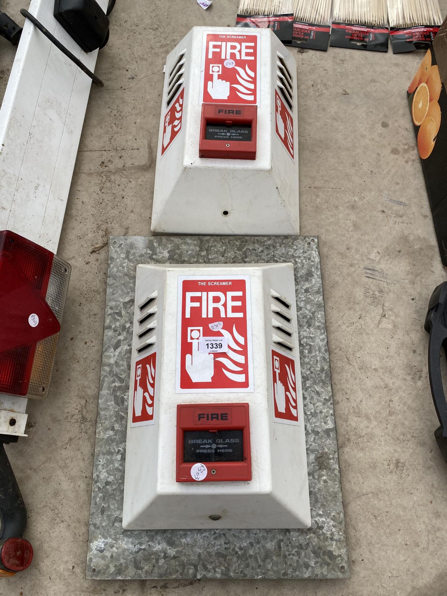 A PAIR OF SCREAMER FIRE ALARM SYSTEMS