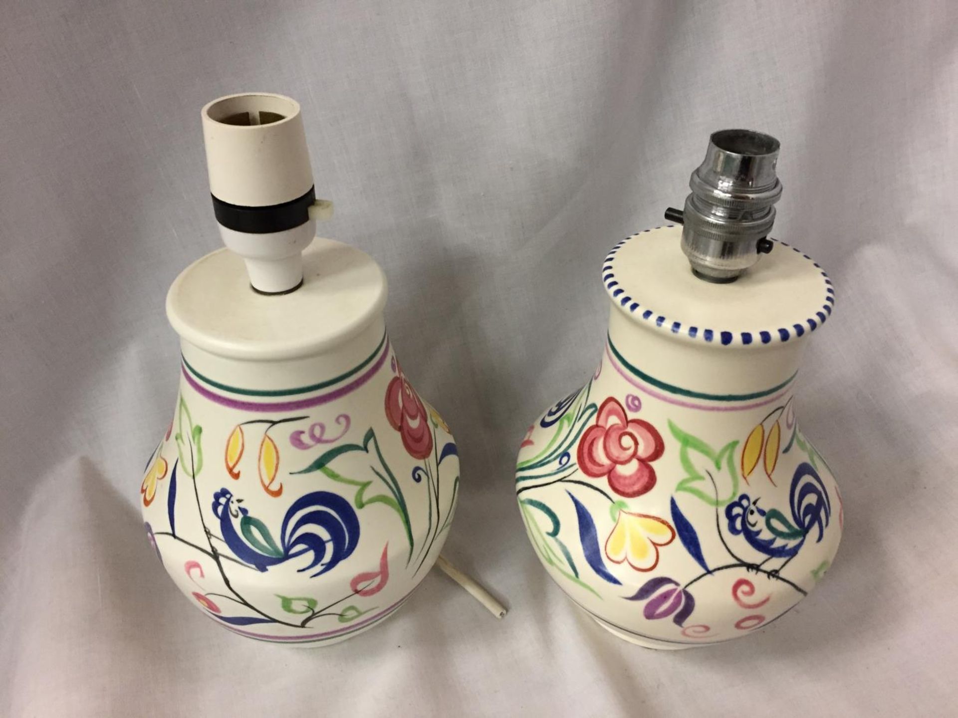 TWO POOLE POTTERY HAND PAINTED TABLE LAMPS
