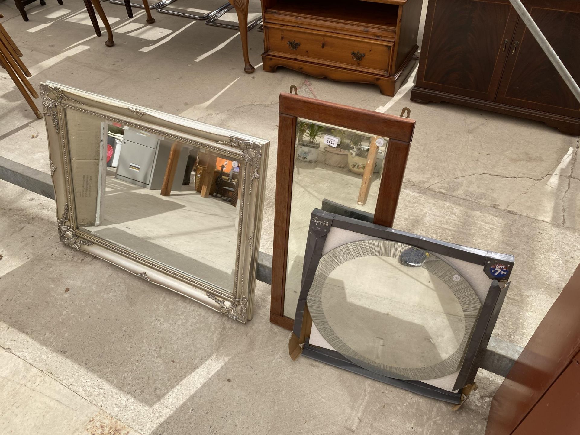 AN ASSORTMENT OF THREE VARIOUS MIRRORS