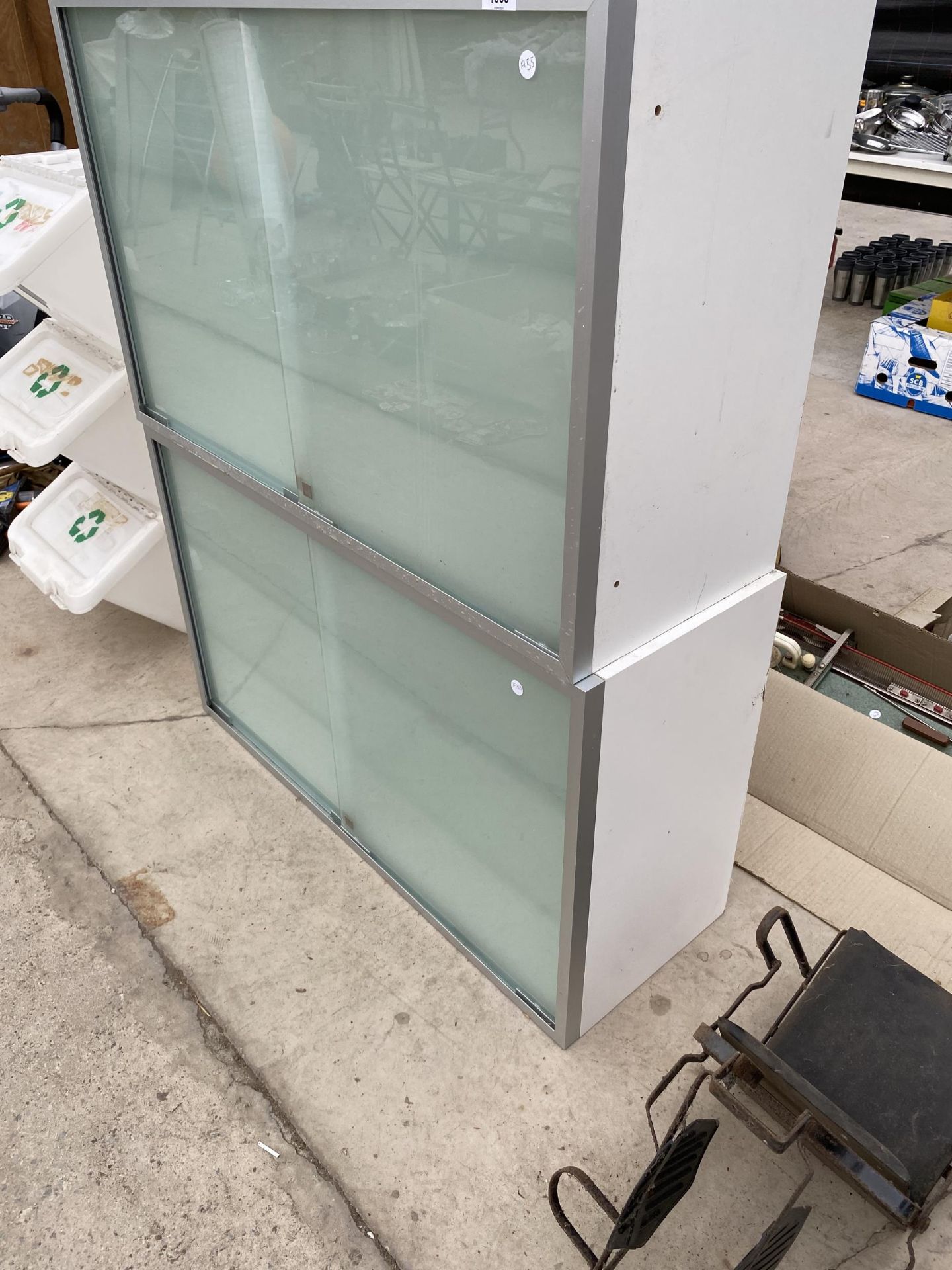 TWO WALL UNITS WITH GLASS SLIDING DOORS - Image 3 of 4