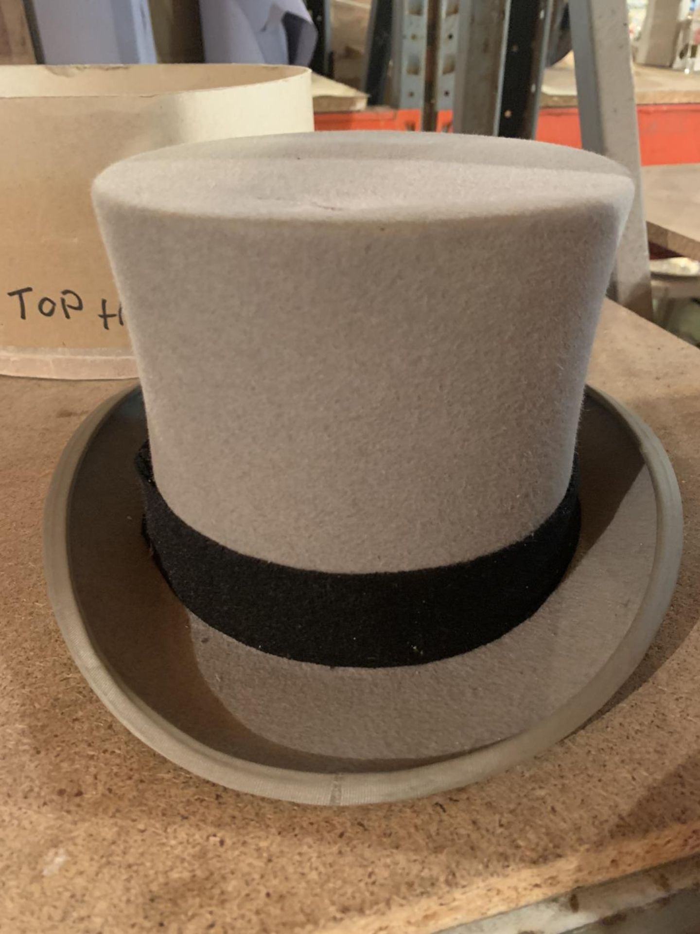 A GREY MOSS BROS TOP HAT SIZE 7 1/4 - Image 2 of 3