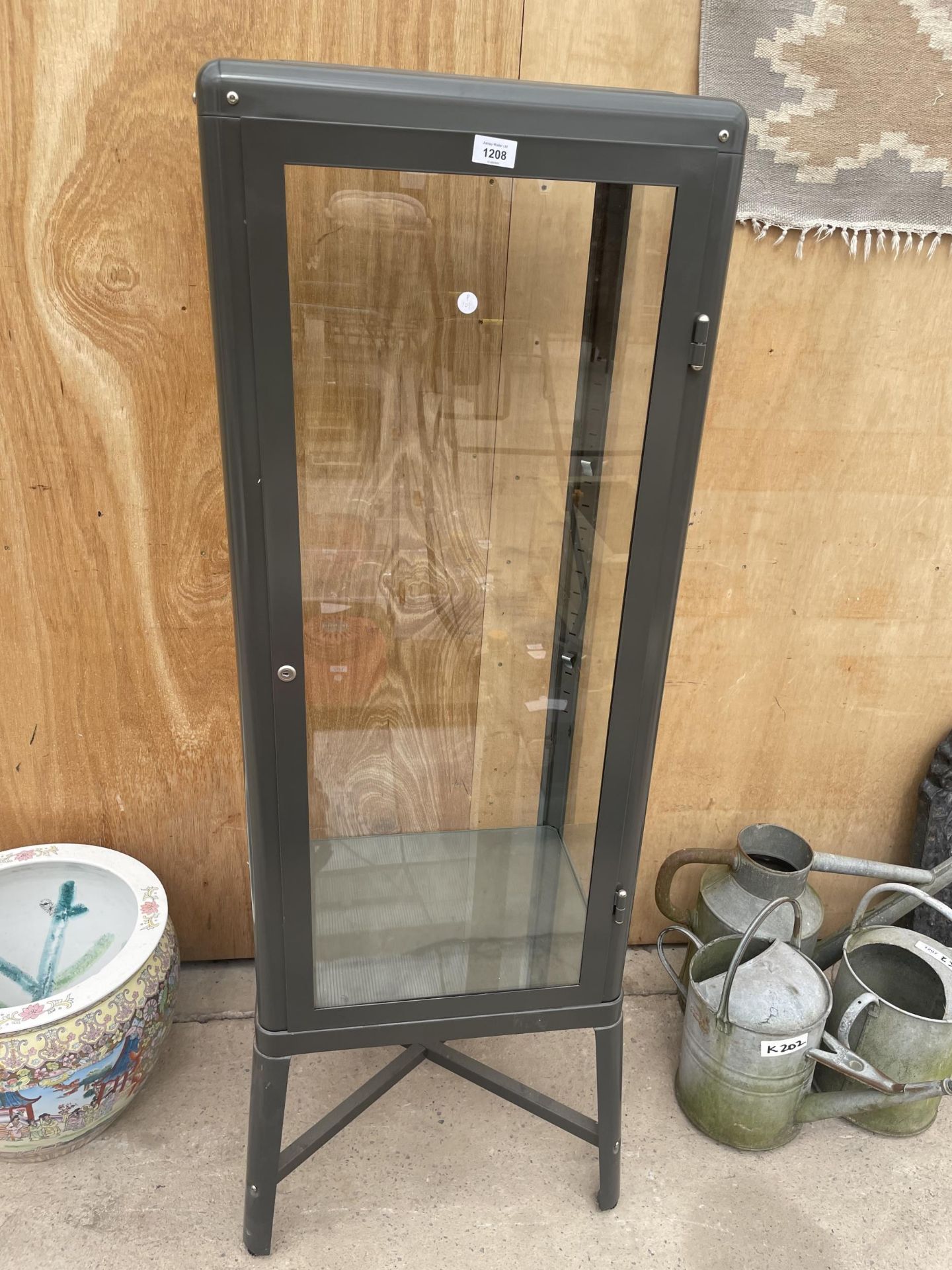 A STYLISH METAL FRAMED SHOP DISPLAY CABINET