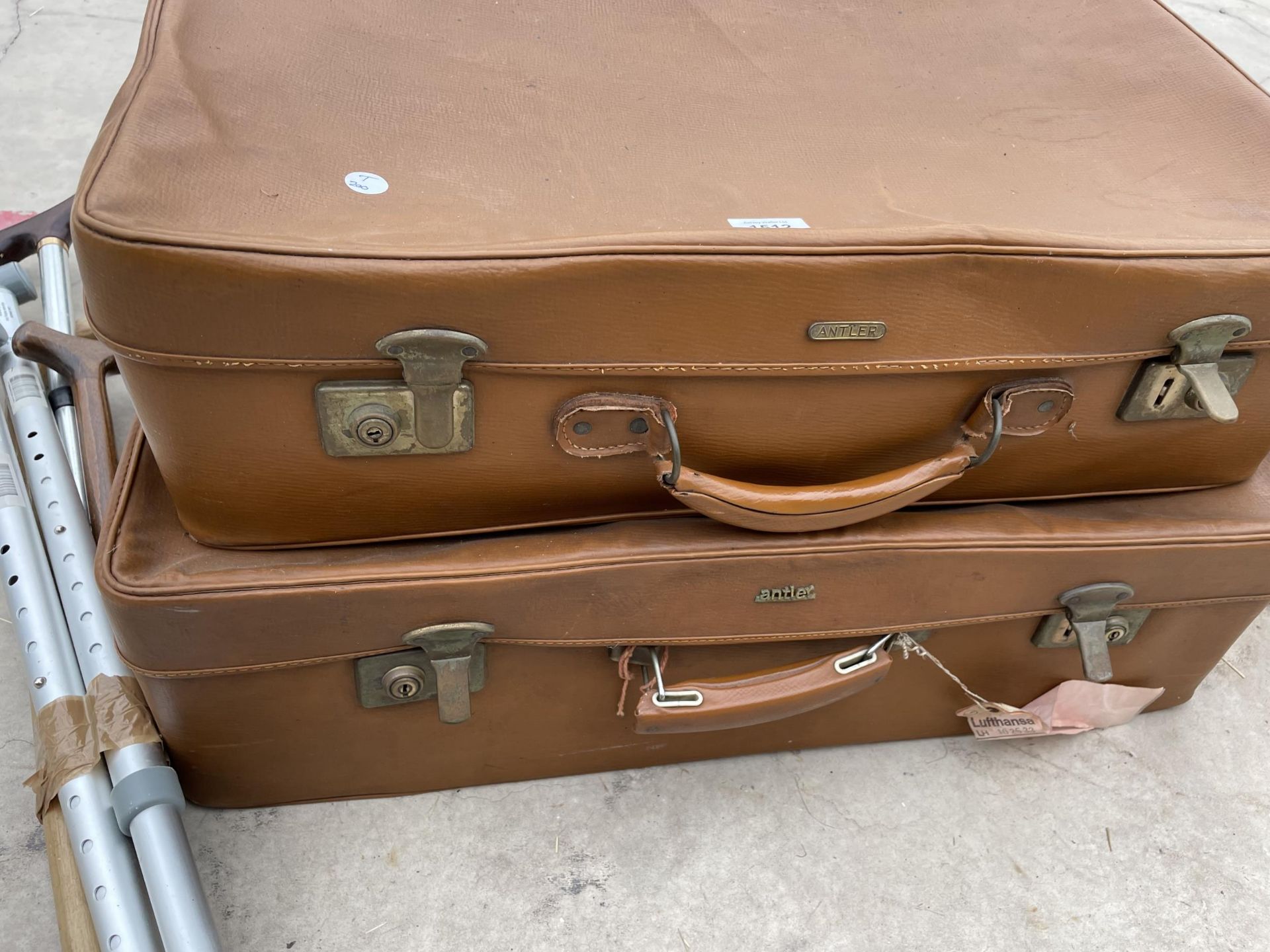 TWO VINTAGE SUITCASE AND VARIOUS WALKING STICKS - Image 2 of 3