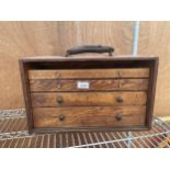 A VINTAGE FOUR DRAWER OAK ENGINEERS CHEST