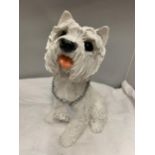 A LARGE CERAMIC WEST HIGHLAND TERRIER WITH A NECK CHAIN