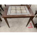 A RETRO COFFEE TABLE WITH TILED TOP, 23" X 16"