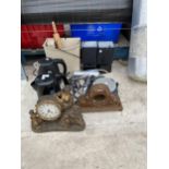 AN ASSORTMENT OF ITEMS TO INLCUDE CLOCKS, KETTLES AND LAMPS ETC