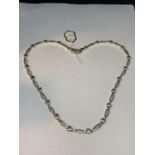 A SILVER HEART NECLACE 16 INCHES LONG
