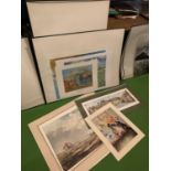 A NUMBER OF PRINTS MOUNTED AND UNMOUNTED TO INCLUDE VAN GOGH PRINTS, A COUNTRYSIDE SCENE AND A CAT