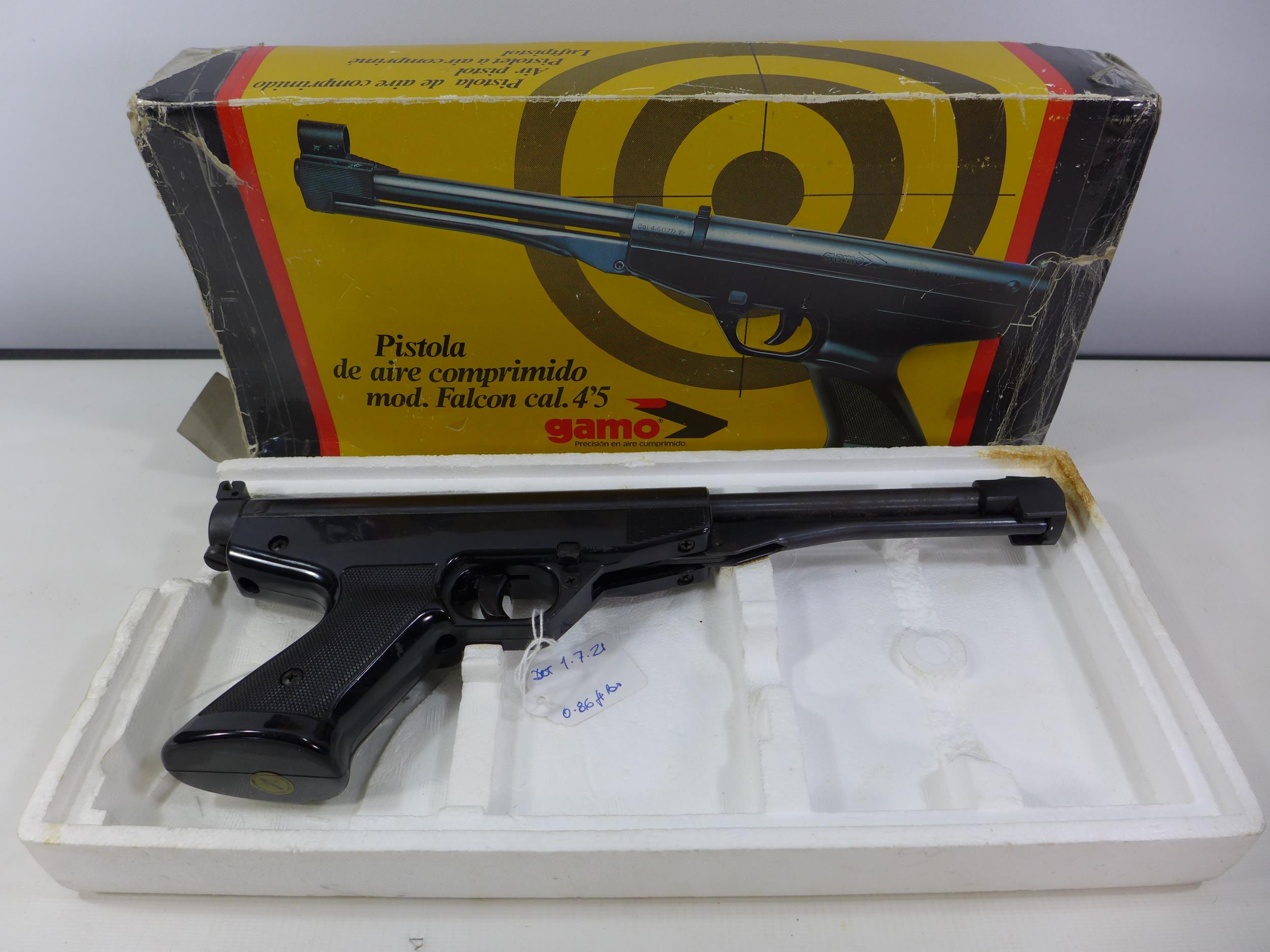 A BOXED GAMO .177 CALIBRE AIR PISTOL, 18CM BARREL