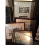 FOUR FRAMED LS LOWERY PRINTS TO INCLUDE A MONTAGE OF THREE