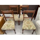 A SET OF FOUR EDWARDIAN MAHOGANY FRAMED DINING CHAIRS