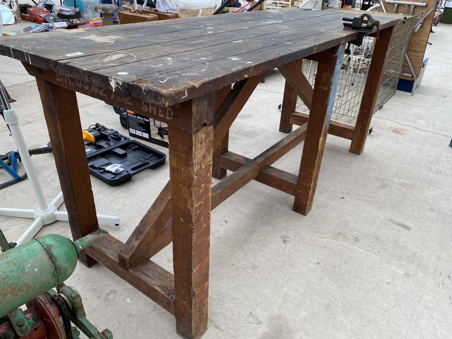 A VINTAGE BR WORKBENCH WITH A SMALL BENCH VICE - Image 2 of 2